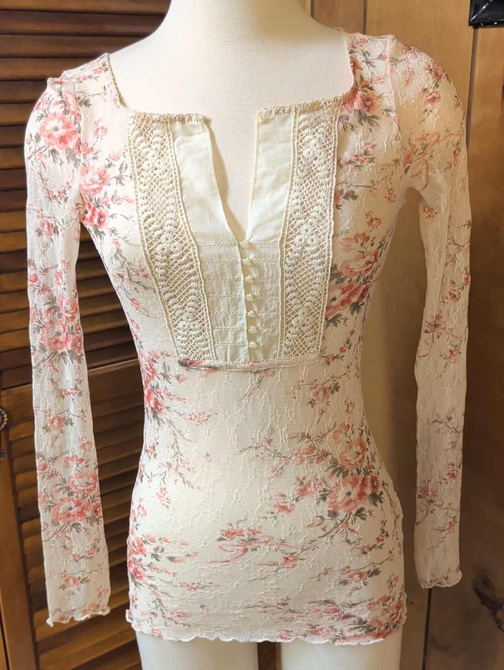 Denim & Supply Ralph Lauren cream lace long sleeve top
